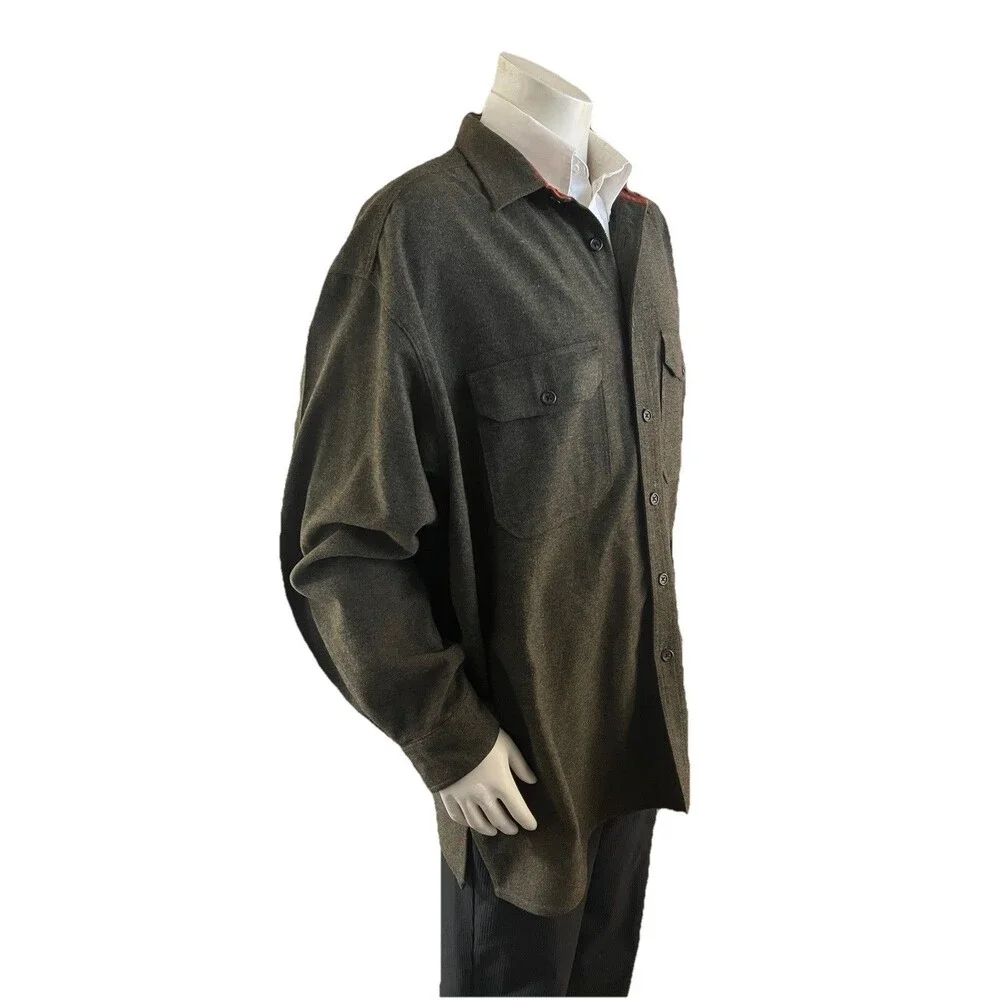 VTG Banana Republic Wool Blend CPO Shirt Jacket XL Olive Green Portugal Lined